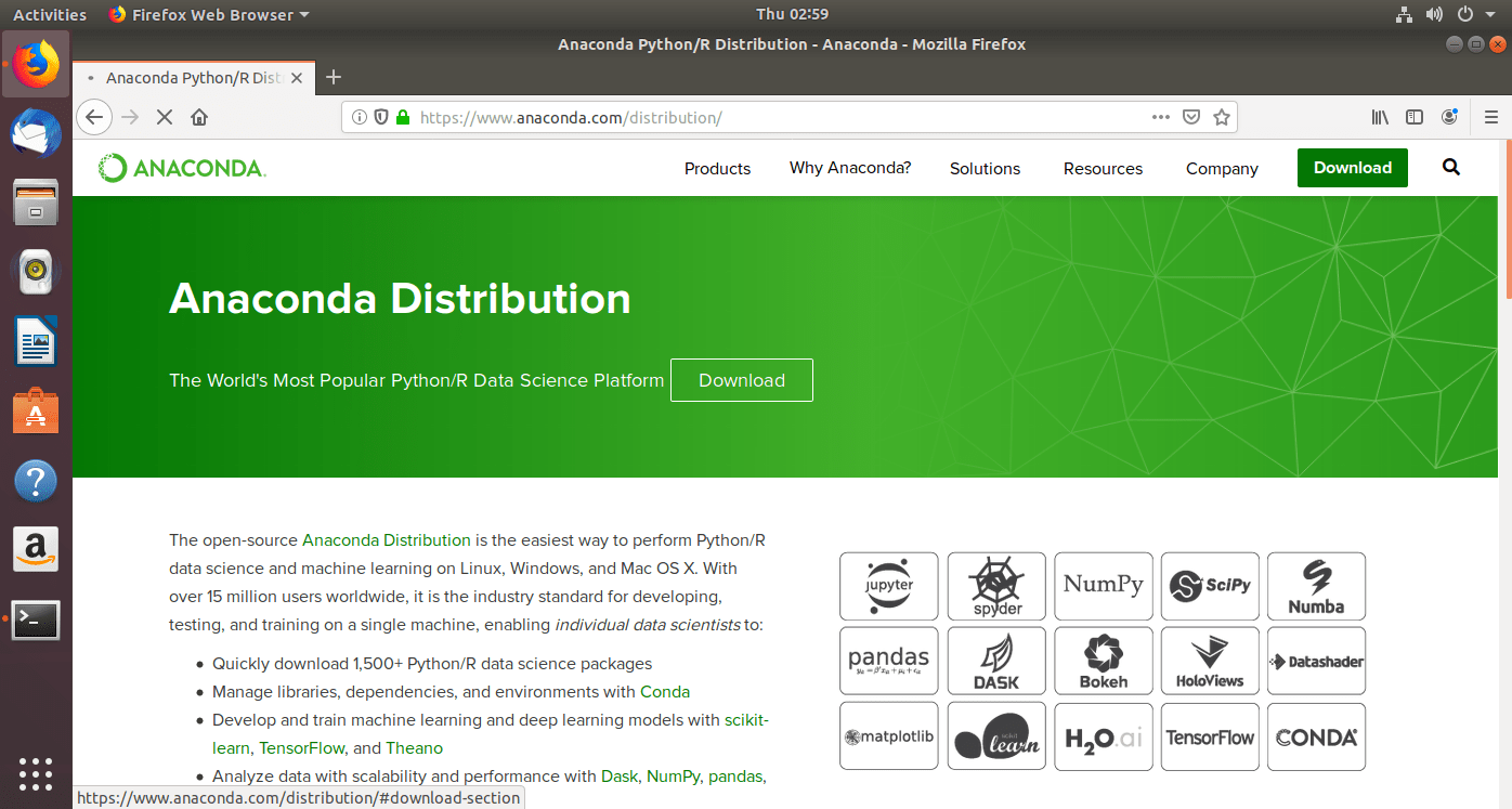 Anaconda distribution download page