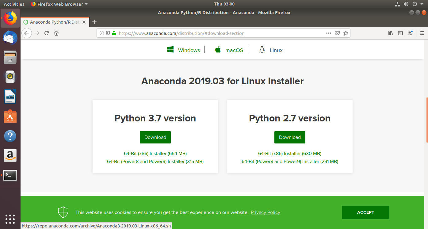 Download Anaconda python 3.7 for linux